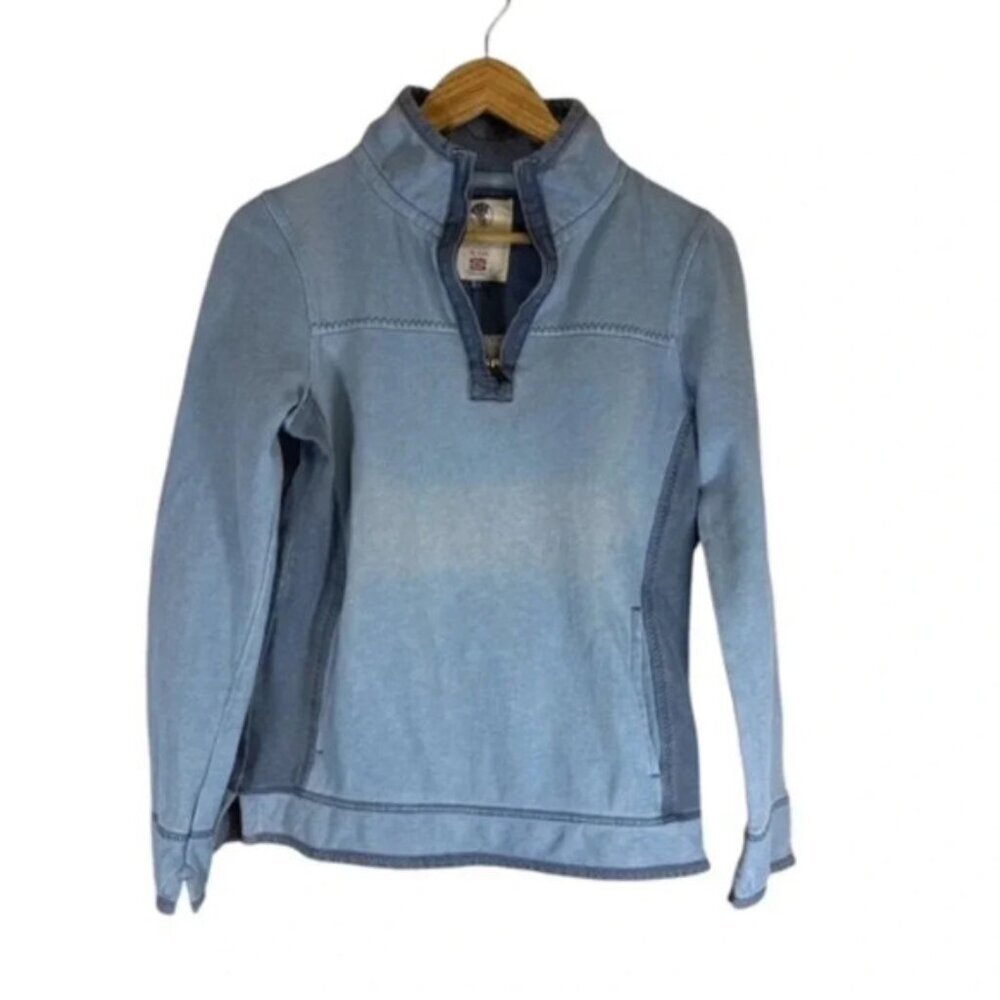 Fat Face Airlie Sweater Men's Small‎ Blue Cotton Pullover 1/4 Zip Long Sleeve